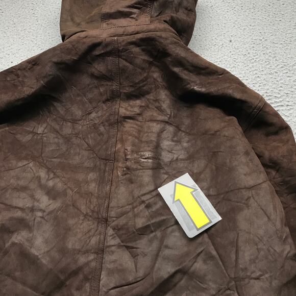 Vintage Sawyer of Napa Leather Hooded Leather Jacket Coat Mens XL Brown Hooded - Picture 8 of 10